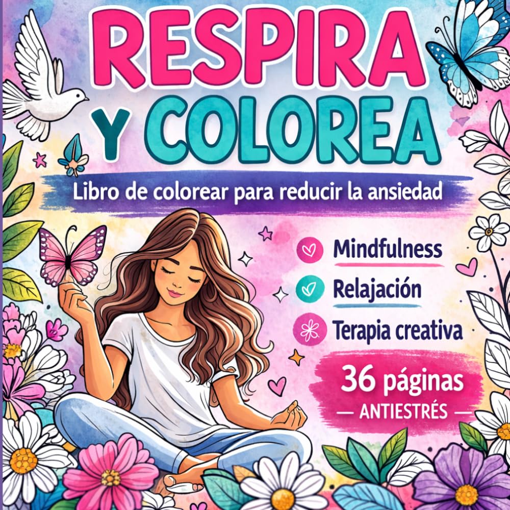 RESPIRA Y COLOREA: Libro de colorear para reducir la ansiedad