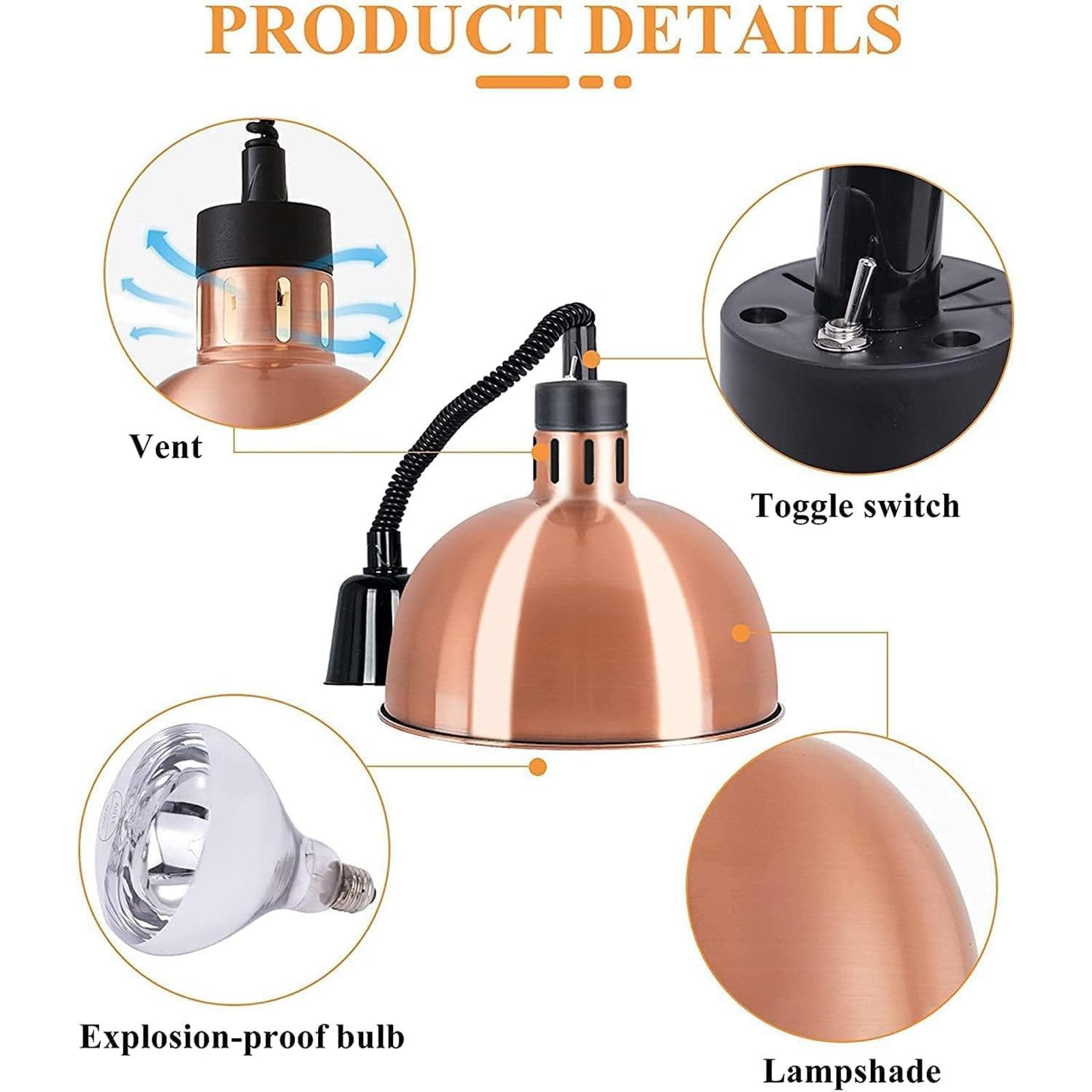 Lampada scaldavivande, lampada riscaldante per alimenti, adatta per lampada riscaldante per barbecue per ristoranti di hotel a buffet, attrezzatura per ristoranti,B