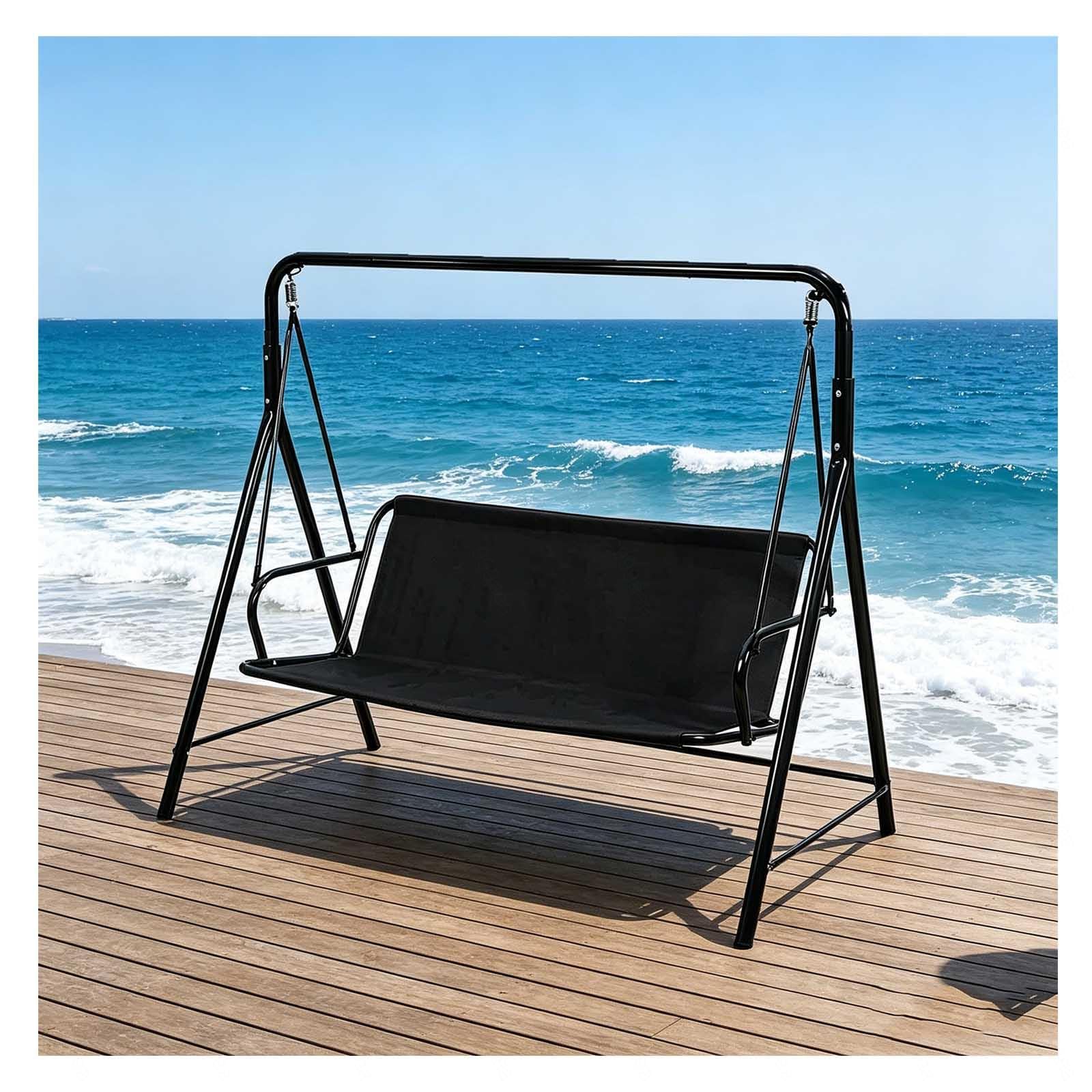 Patio Swing Seat Replacement 600D Thickened Waterproof Oxford Garden Rocking Chair Cushions Covers for 2/3 Seater Patio Garden Swing Chair,Black-44.5×18.5×18.5in