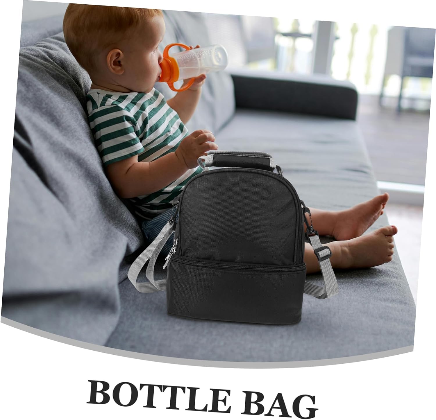 LIOOBO Insulated Bottle Bag Portable Milk Bottle Cooler Sleeve for Travel Multi Functional with Zipper for Go Moms