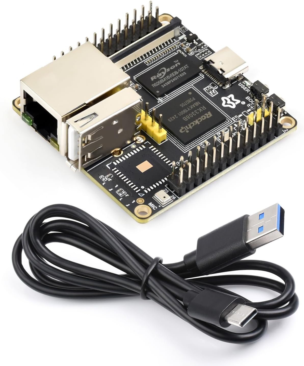 Waveshare Luckfox Nova Micro Development Board, Based On Rockchip RK3308B, 8GB eMMC, Integrated High-Performance Audio Codec, Excluding Wireless and PoE Module