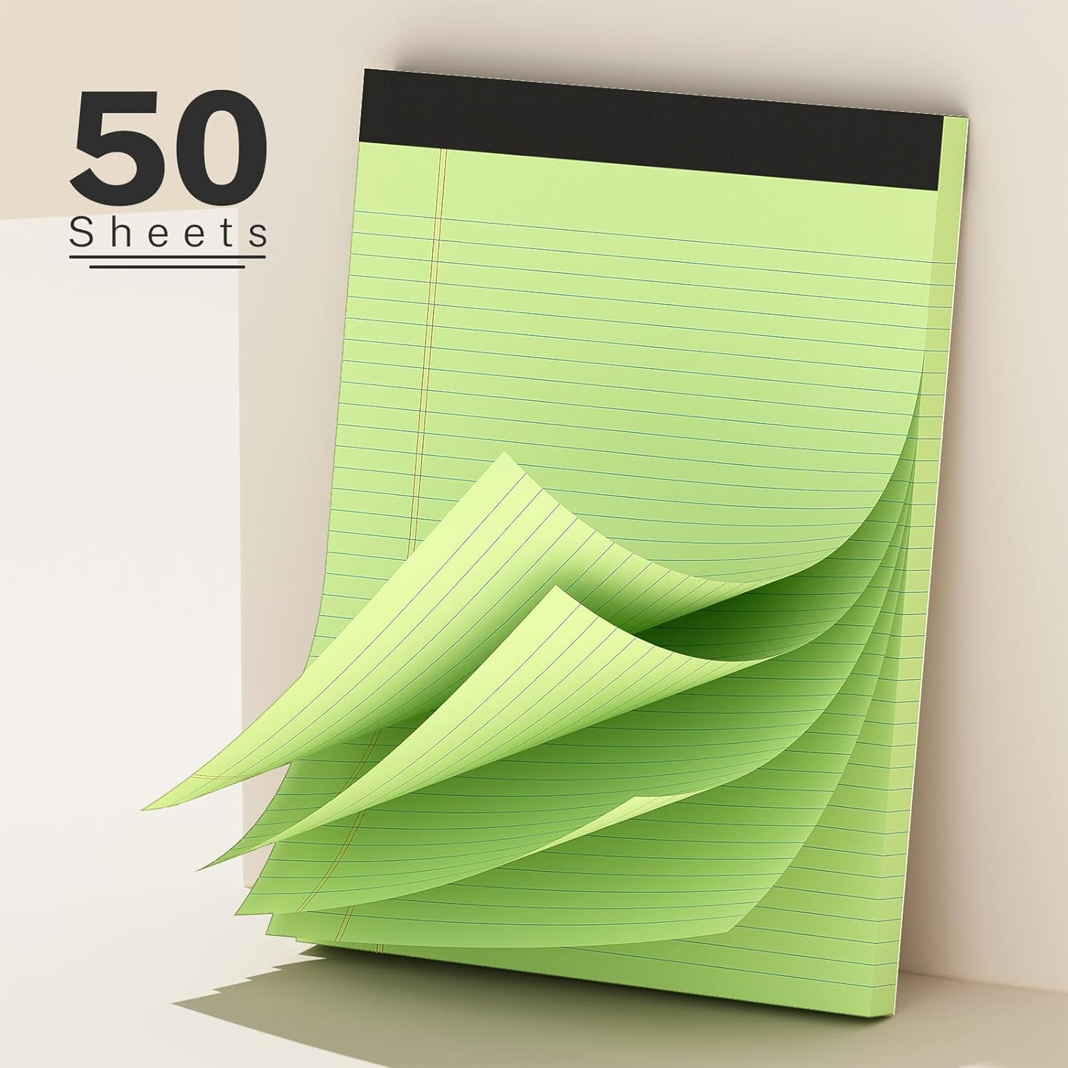 300 Sheets Green Legal Pads 8.5 x 11 College Ruled Paper 6-Pack Note Pads Narrow Ruled 50 Sheets per Notepad Perforated Writing Pad Durable Sturdy Back 8x11 Pads of Paper - Image 3