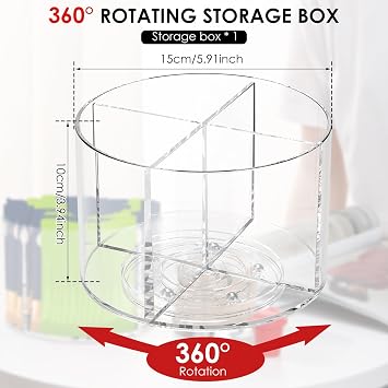 Drink Packet Organizer, 360° Rotating Storage, Clear Flavor Packet Holder, Lazy Susan Organizer Fit Divided Drinks Mix, Water Packet Organizer for Counter Top