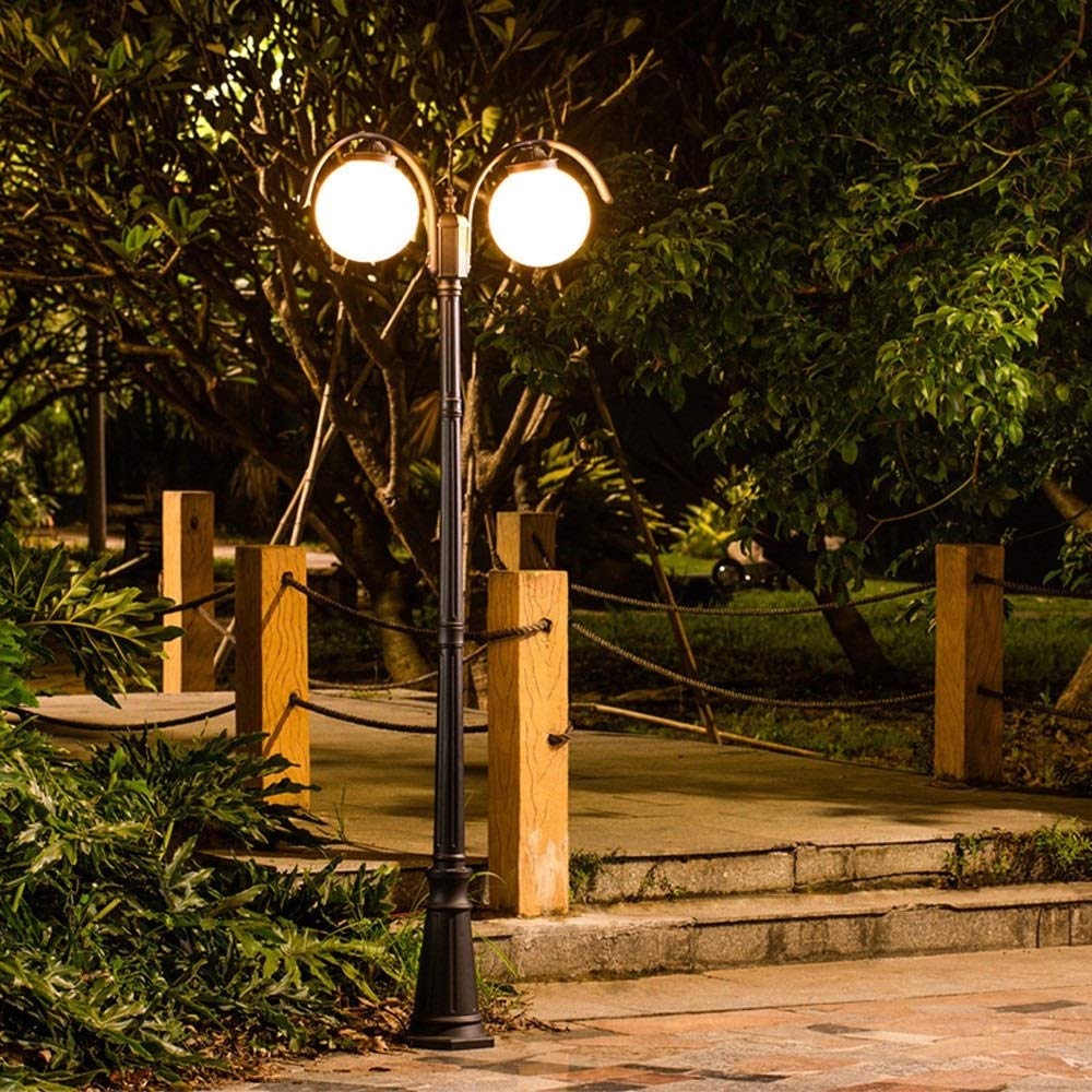 Lampe de Jardin rétro à 2 lumières, 221 cm, Lanterne Traditionnelle sur Poteau étanche IP54, éclairage de Rue et de Villa en Aluminium, lampadaire de Jardin.,