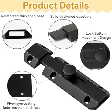 Brass Slide Door Bolt 3 Inch Heavy Duty Barrel Door Lock Gate Bolt