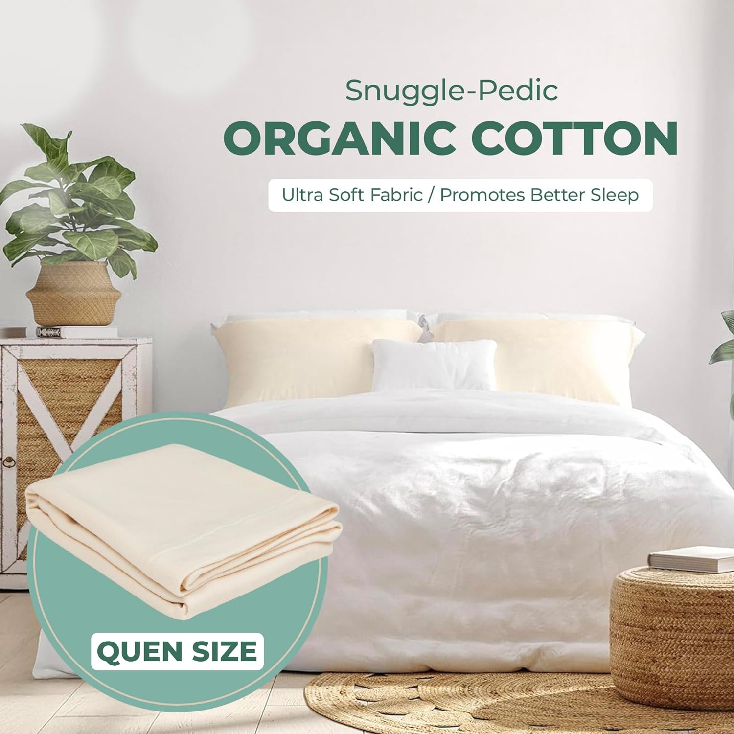 Snuggle-Pedic Pillow Case - Queen 20" x 30" White Pillow Cases w/Breathable Stretch Knit Cotton