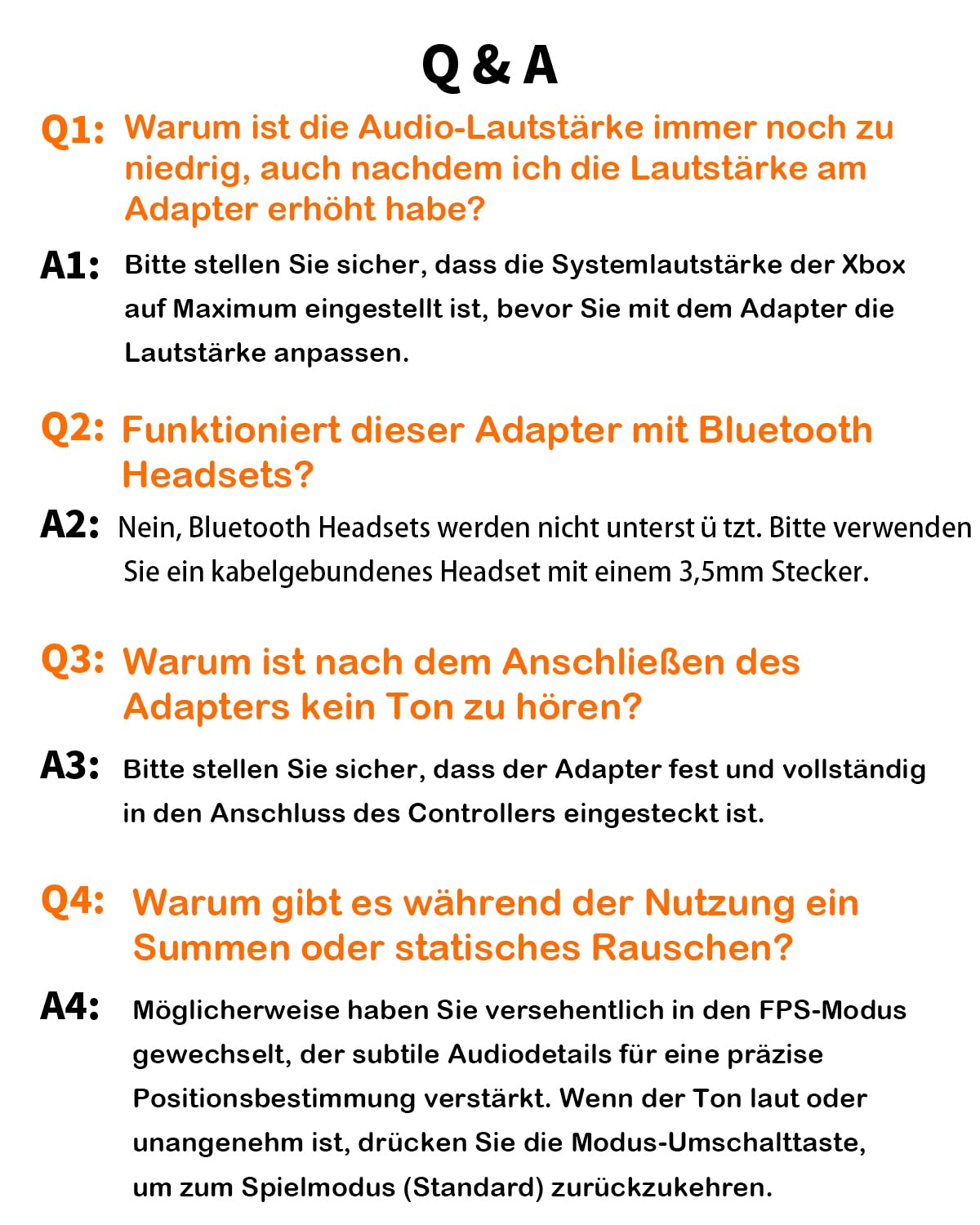 Stereo Headset Adapter, (Spielesound & Voice-Chat), Nicht Bluetooth kompatibel