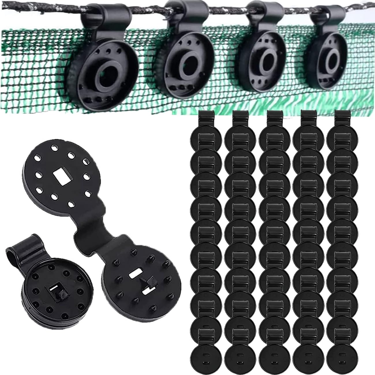 REVHQ 50pcs Shade Cloth Plastic Clips Plastic Sunshade Clips Shade Netting Black Clips for Greenhouse Outdoor Garden Anti Bird Netting Agricultural Sunshade Fabric Accessories UV Resistant Shade