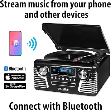 Victrola 50's Retro Bluetooth Record Player & Multimedia Center with Built-in Speakers + Victrola 'The Kit' Vinyl Record Cleaning Kit