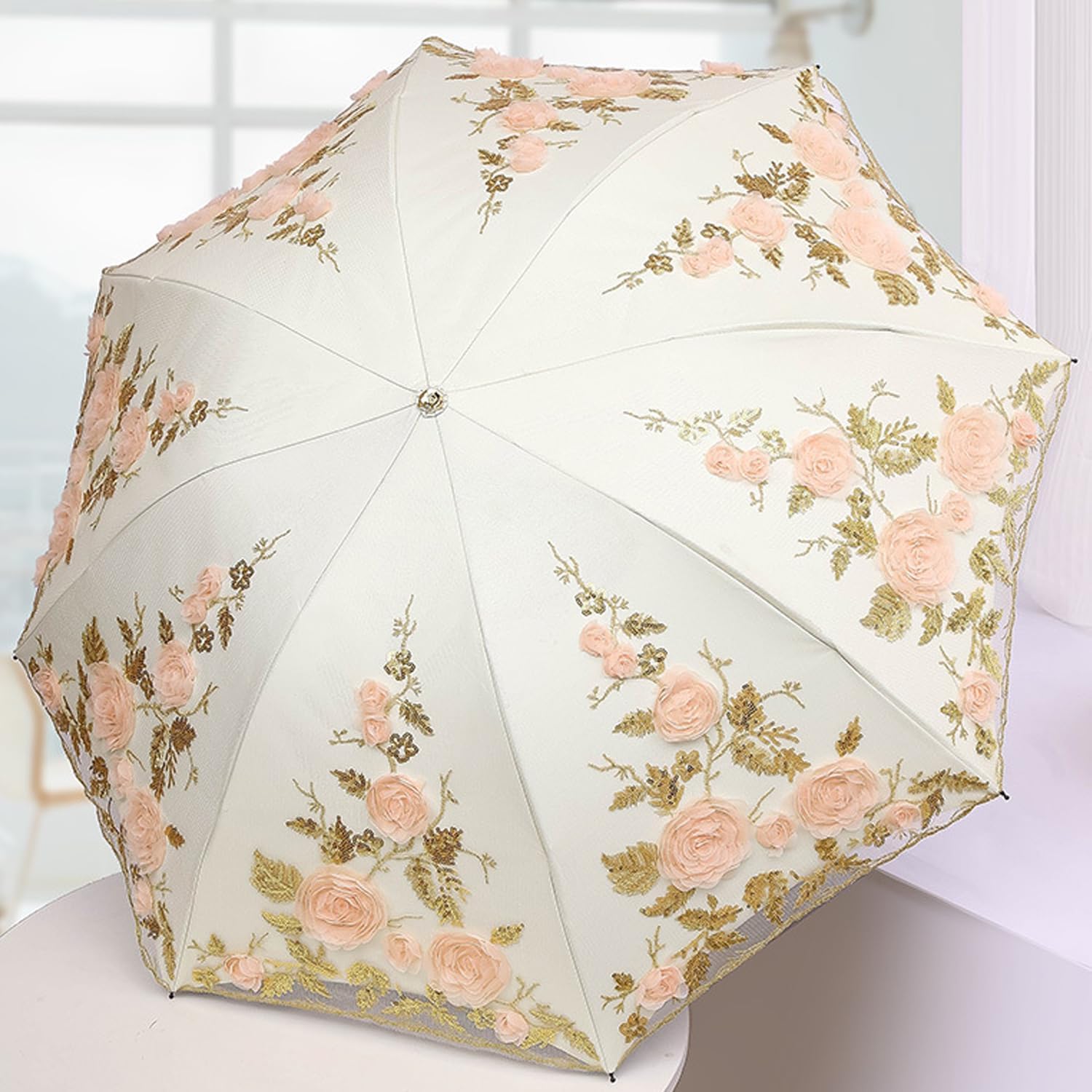 lace parasol umbrella Folding Anti-uv Sunshade Vintage Embroidered Sun Protection