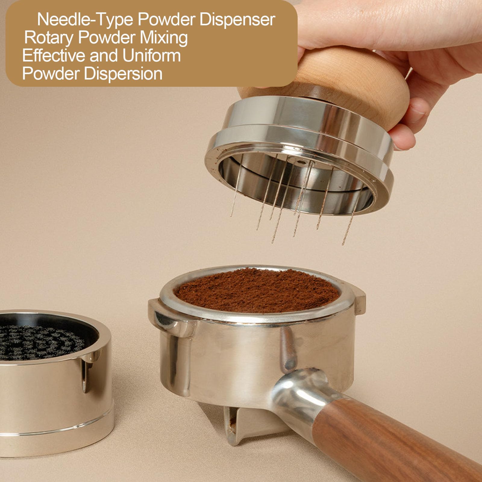 Juego De 4 Prensadores De Café Espresso, Kit De Máquina Prensadora De Café De 58 Mm con Alfombrilla Triangular De Silicona, Rotación Suave De 360°, 8 Agujas De Tela De 0,5 Mm White