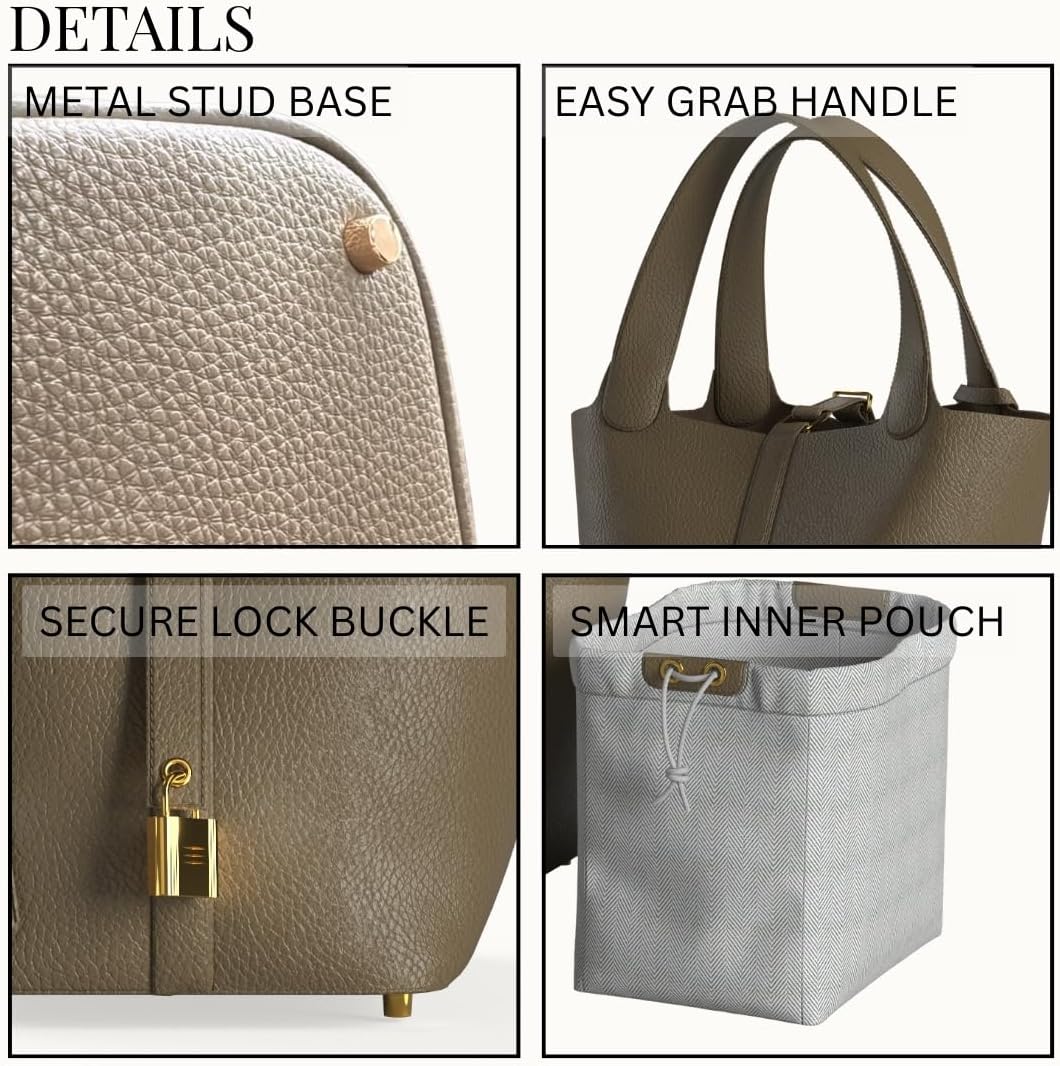 Mini Bucket Tote Handbag (Khaki) - Image 5