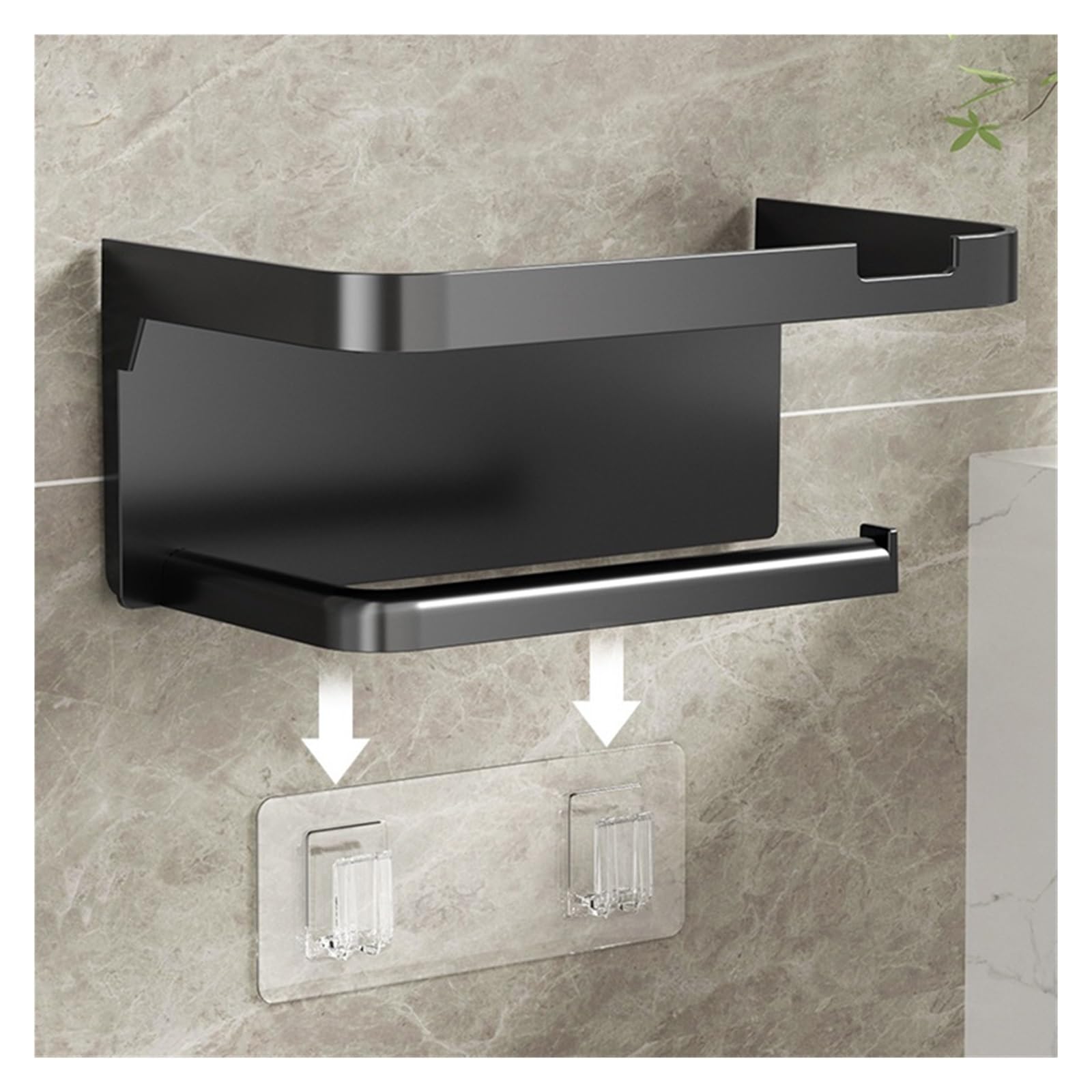HLTYGWX Porta Carta igienica Portaoggetti in plastica Portasciugamani da Cucina Posizionamento di Bottiglie di condimento Rotolo da Parete per Telefono Facilità di Installazione (Nero-1 Pezzo)