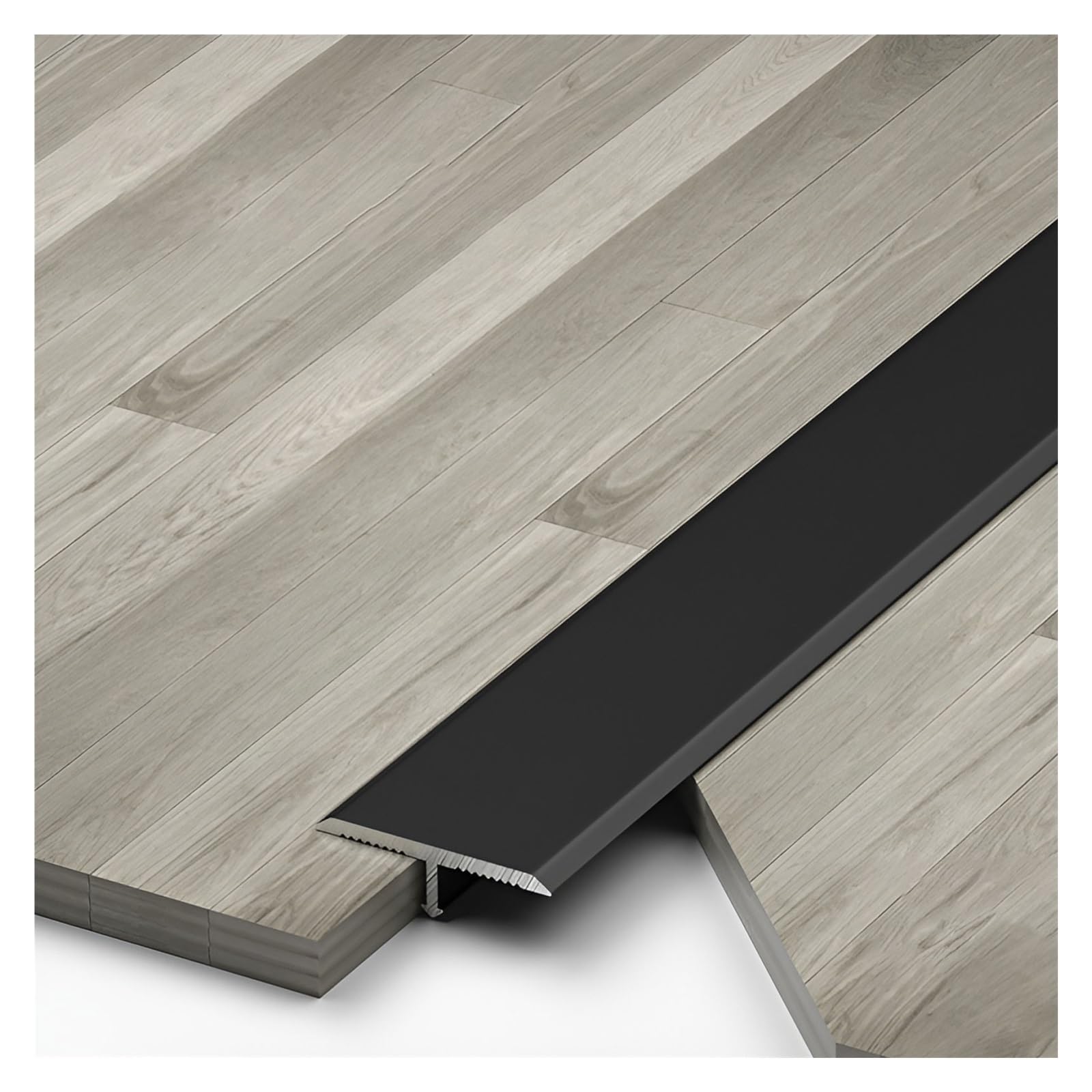 3Pcs Floor Transition Strip Alternative Aluminum Floor Joiner Edge Trim Waterproof T-Shaped Metal Threshold for Doorways Room Dividers Fits Laminate to Tile Transitions(Black,1.5CM*270cm(3 * 90cm))