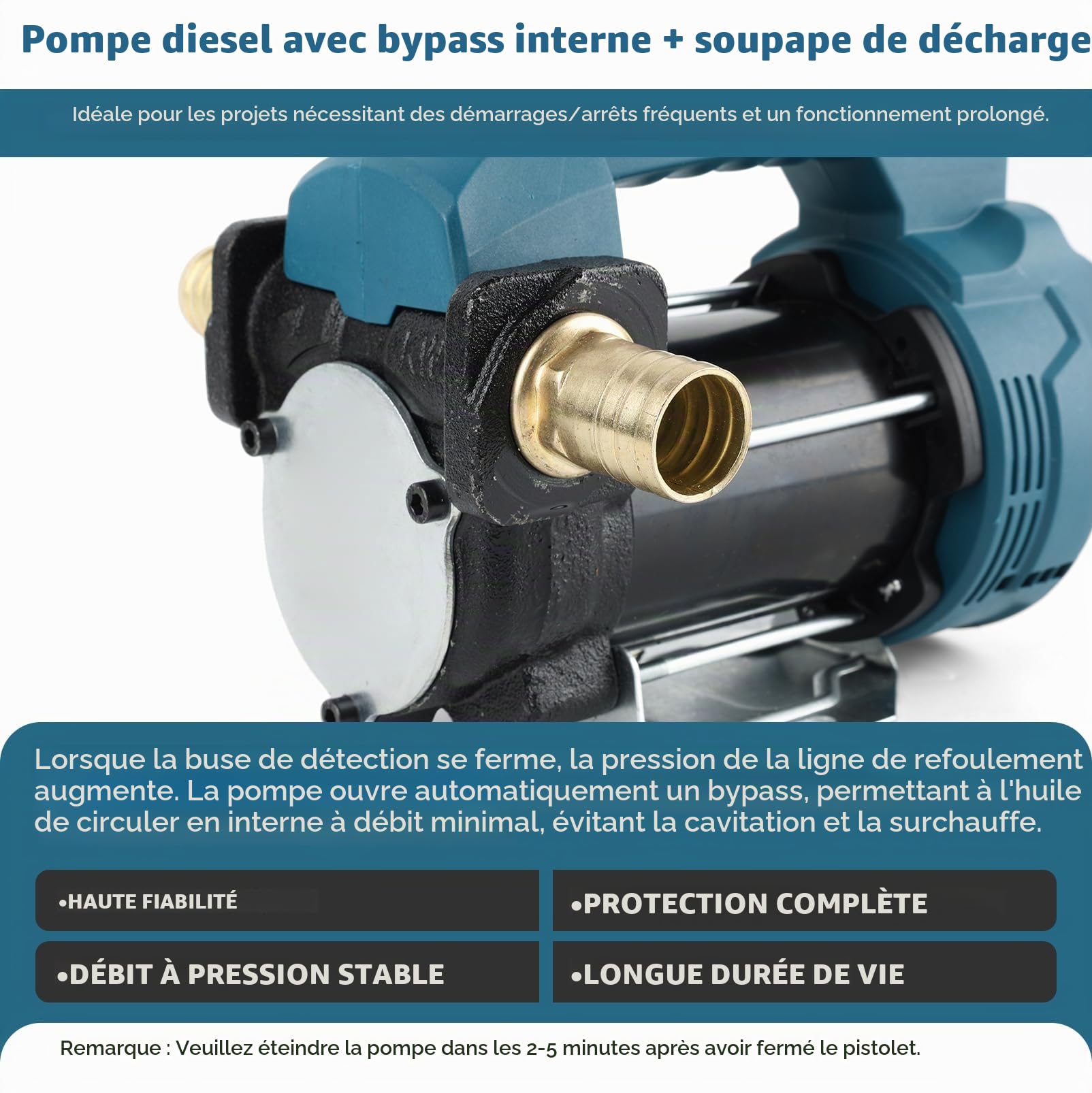 Pompe à Gasoil Sans Fil 45L/min compatible avec Makita 18 V