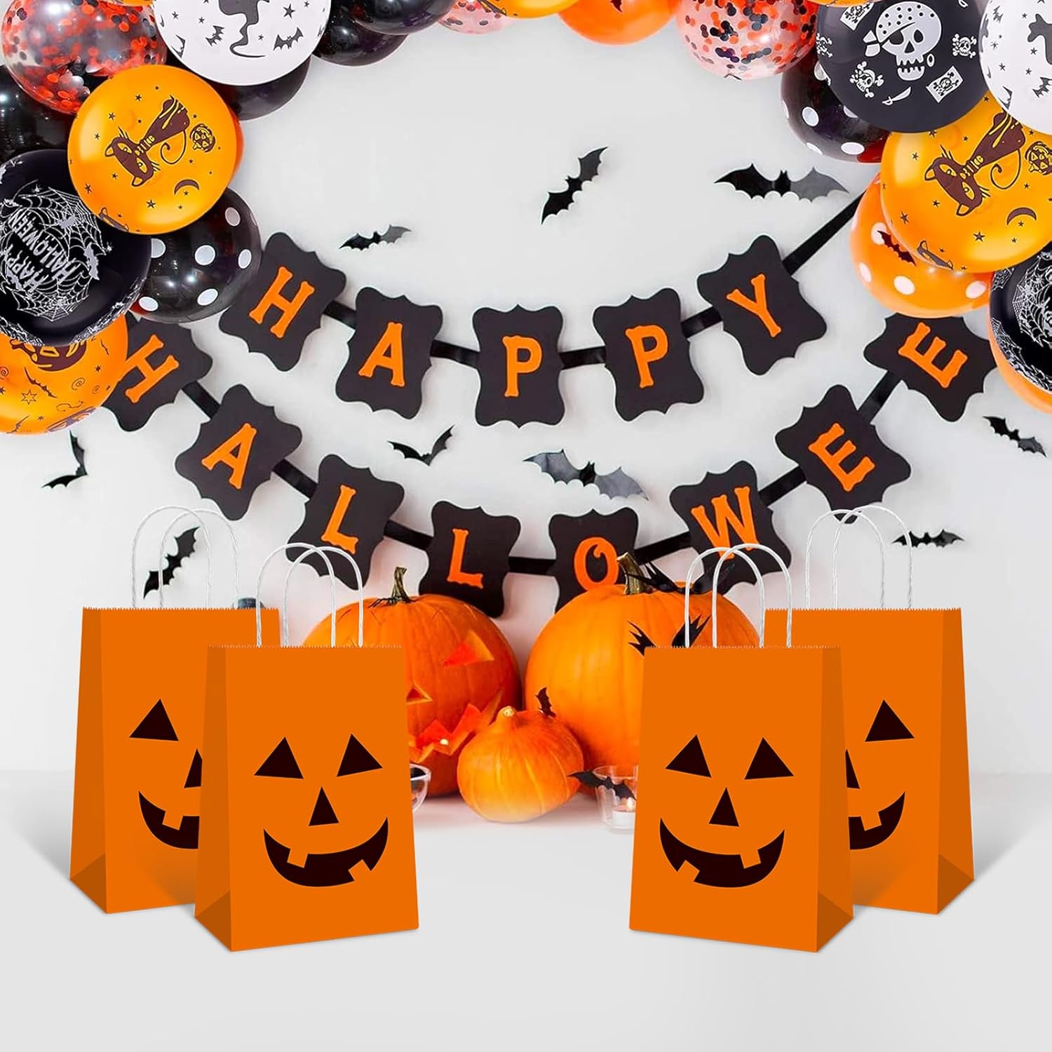 YE 12 PCS Halloween Pumpkin Gift Candy Bags with Handle Trick or Treat Bags Party Favor for Halloween Party Decorations - Image 3