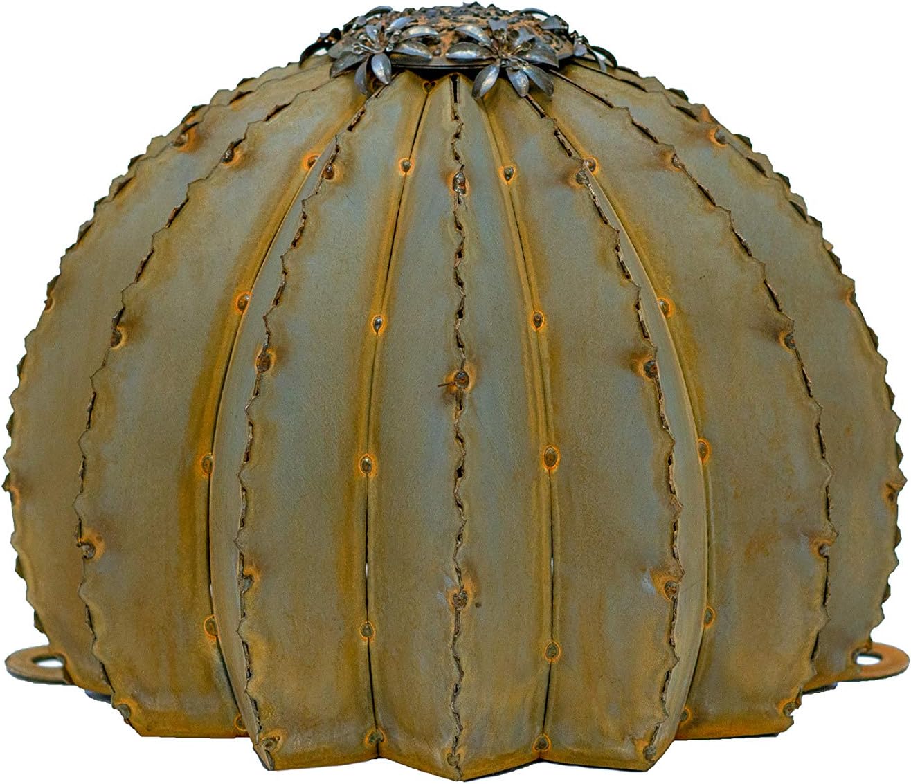Golden Barrel Cactus Torch - (Small - 12" W x 9" H) - Outdoor Metal Yard Art & Lawn Decoration