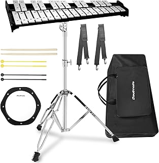 Soulmate 30 Notes Glockenspiel Xylophone Bell Kit with 8'' Drum Practice Pad Professional Percussion Instrument for Adults & Beginner Students