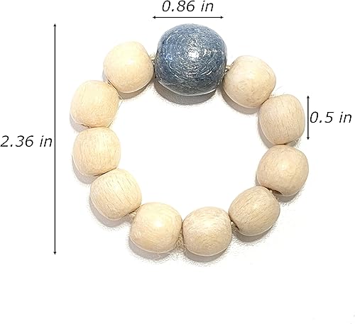 Miniatura 2 de Juego de 6 servilleteros de madera con cuentas de madera  Servilleteros de madera rústica para decoración de mesa  Servilletero de LEBEJUA hecho a