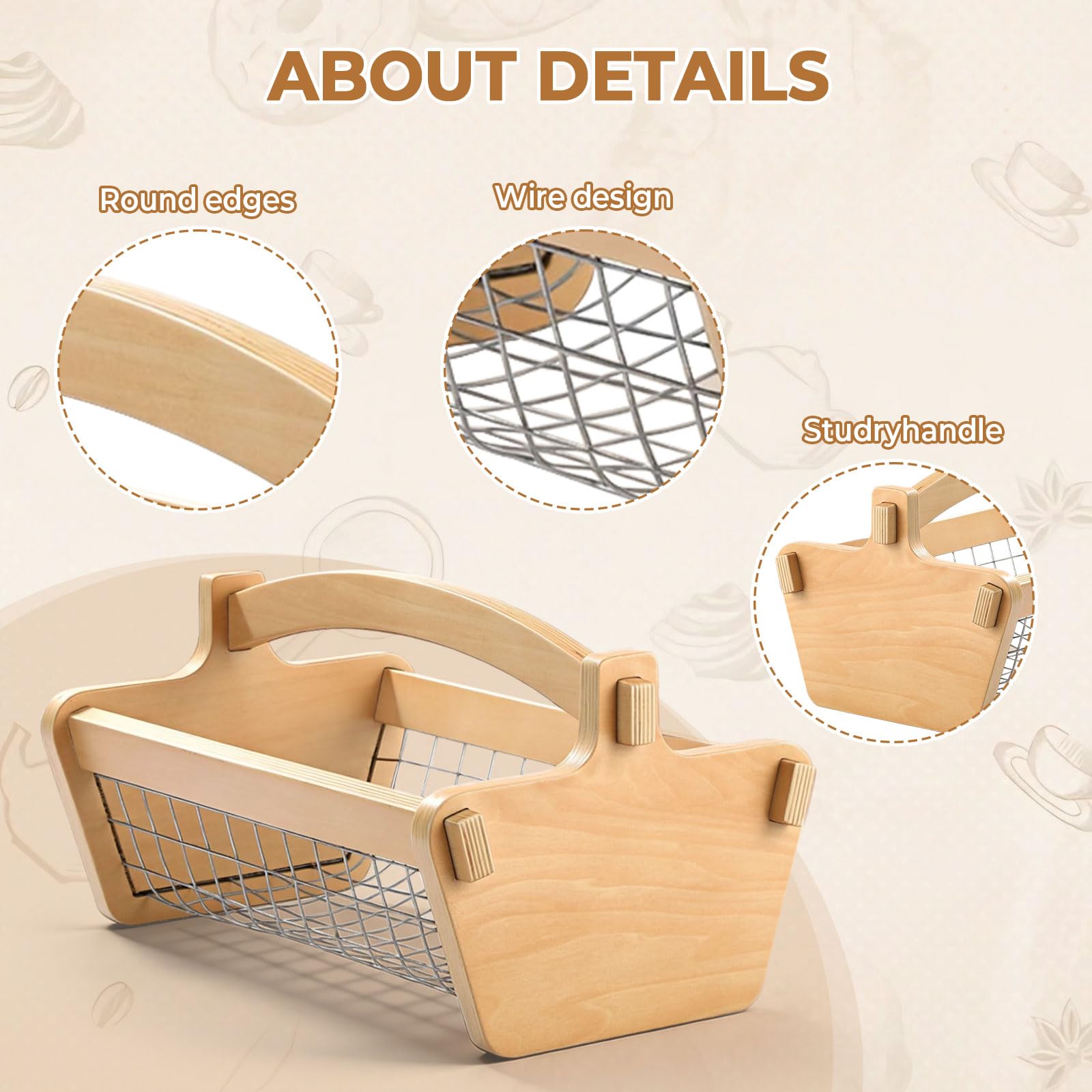 Cesta de cosecha de jardín, 34 x 23 cm, cesta de frutas con malla de acero inoxidable para cocina, picnic, recolección al aire libre