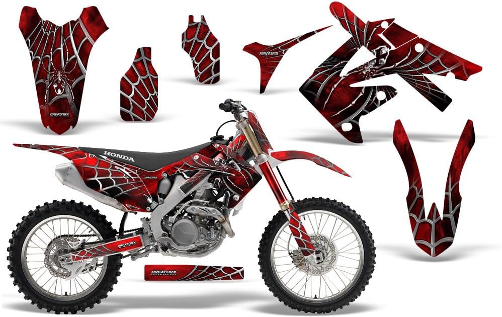 CreatorX Graphics Kit Decals Stickers for Honda Crf250 & Crf450 SpiderX Red Incl. Number Plate Graphics