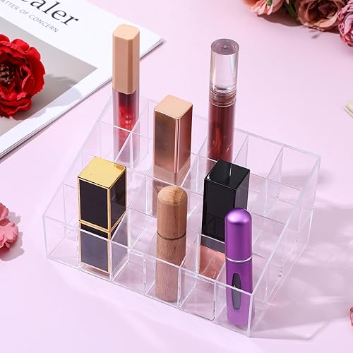 Miniatura 7 de MAQUITA Organizador de lápiz labial, 4 piezas, 24 ranuras, acrílico para lápiz labial, maquillaje, estuche organizador de exhibición, caja de