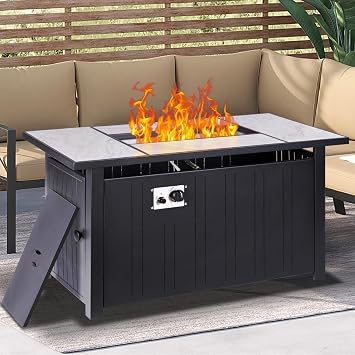 OutVue 47 Inch Propane Fire Pit Table with Real Ceramic Tabletop