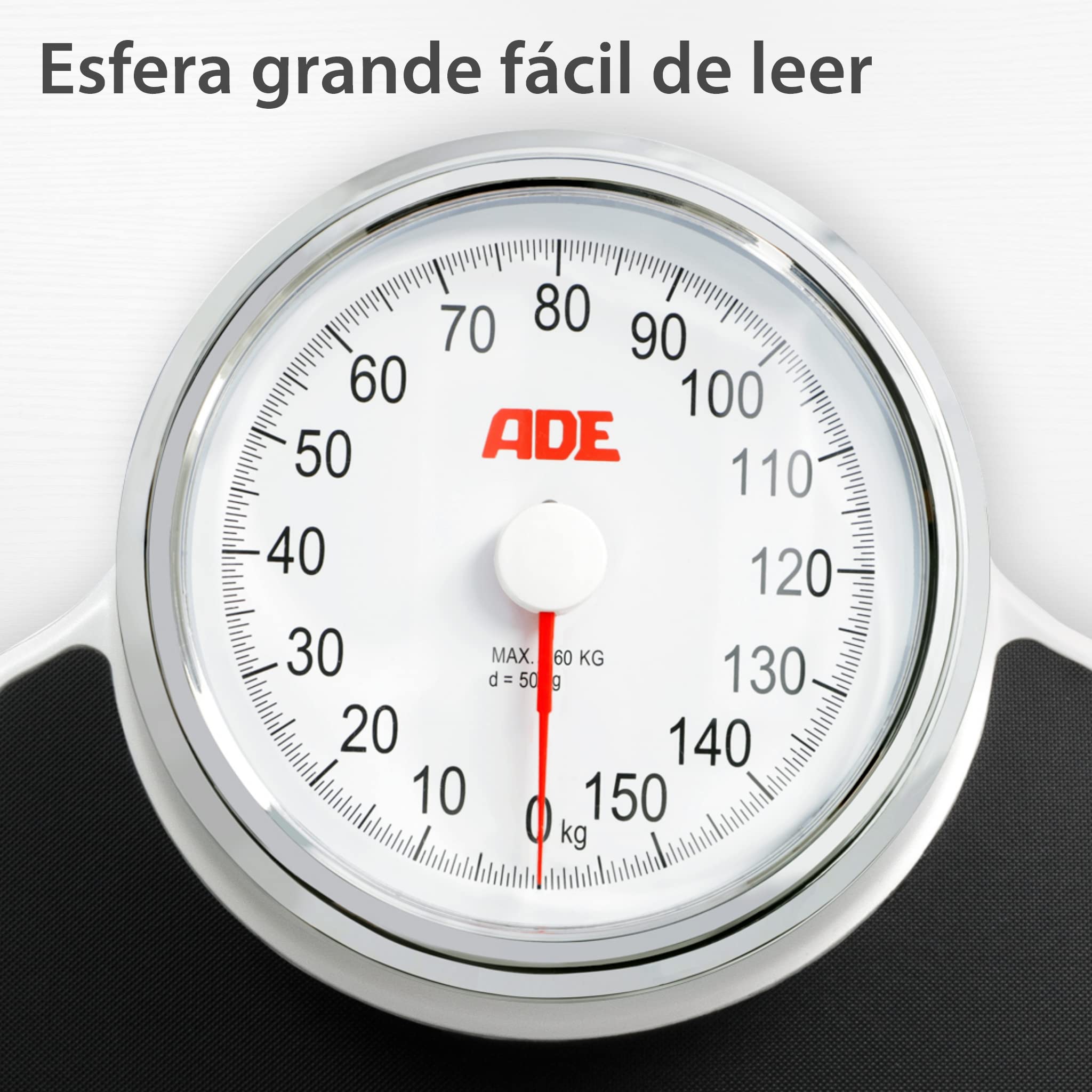 ADE Báscula personal mecánica | resultados de pesaje de alta precisión hasta 160 kg | dígitos extragrandes | superficie antideslizante | diseño de báscula de médico