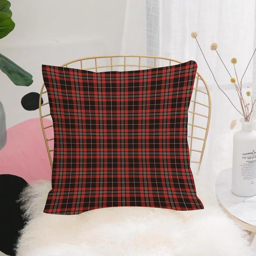 HYOSXW Cushion Cover,Throw Pillow Case Home Decorative for Living Room Bedroom Sofa Chair 16X16 Inch,Classic red and black squaressect square repeat design,Pillowcase 40X40cm