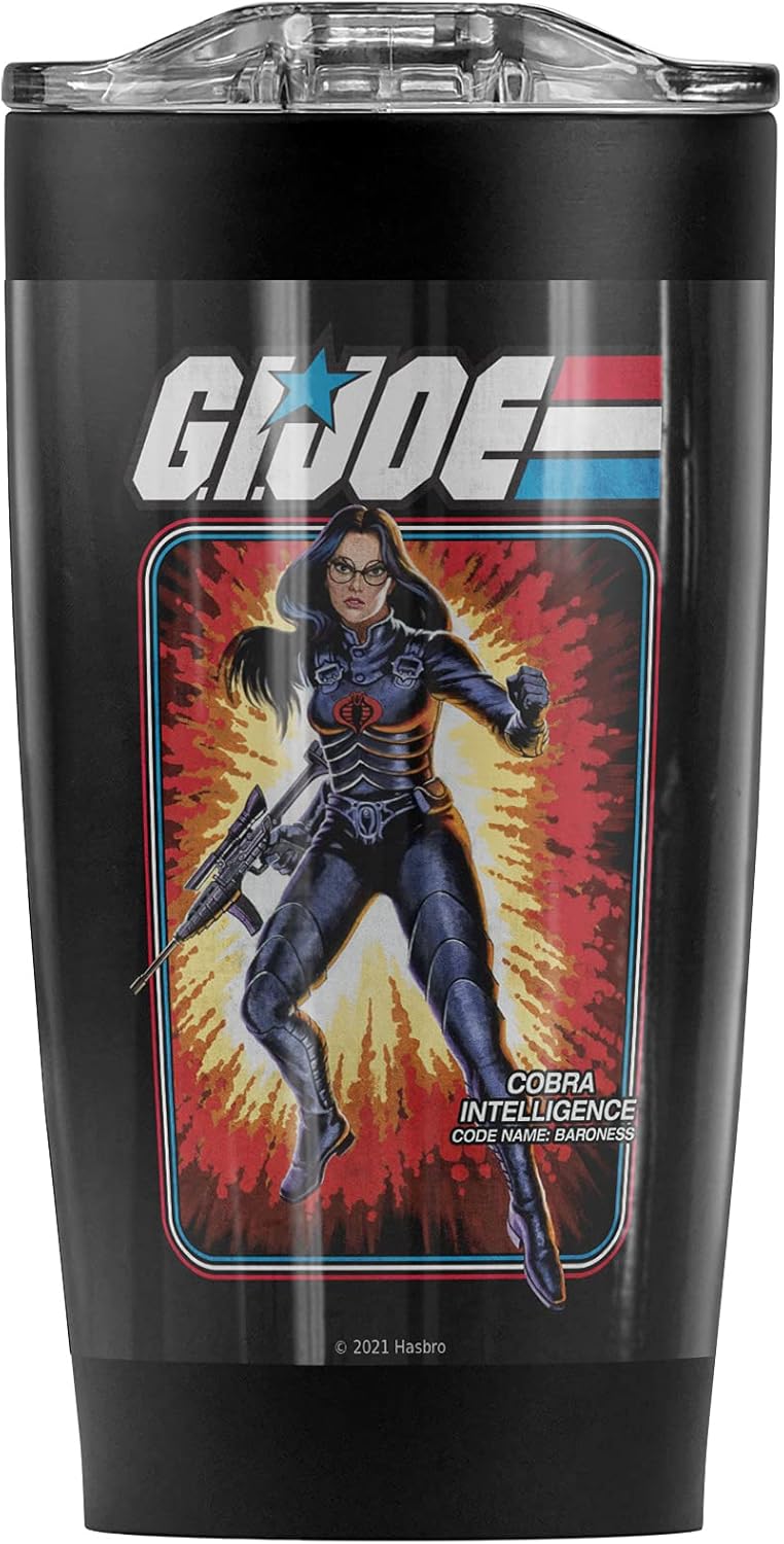 Logovision G.I. Joe Baroness Card Stainless Steel Tumbler 20 oz Coffee Travel Mug/Cup, Vacuum Insulated & Double Wall with Leakproof Sliding Lid | Great for Hot Drinks and Cold Beverages