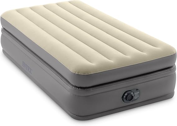 مرتبة Intex 64161ED Twin Prime Comfort الهوائية المرتفعة: مضخة كهربائية مدمجة بحجم مزدوج من الألياف التقنية بارتفاع سرير 20 بوصة وسعة وزن 300 رطل