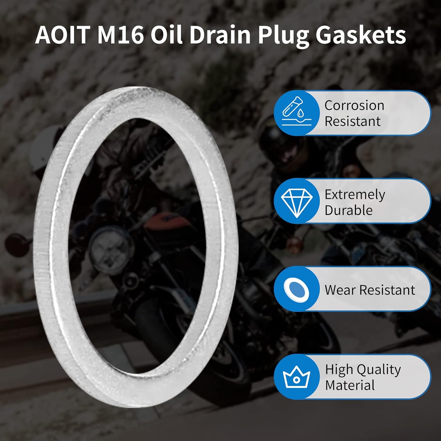 M16 Oil Drain Plug Gaskets Crush Washers Seals Rings Fit for BMW Motorcycle, Replacement for The Part # 07 11 9 963 252, 10 Pack