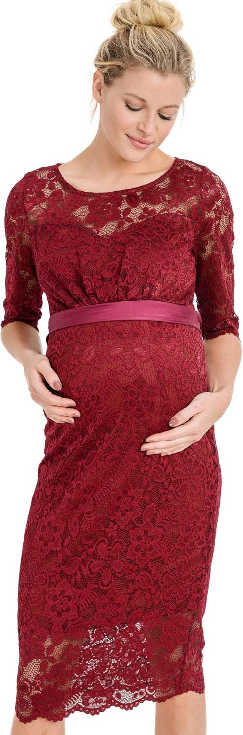 Hello MIZ Women's Baby Shower Floral Lace Maternity Dress