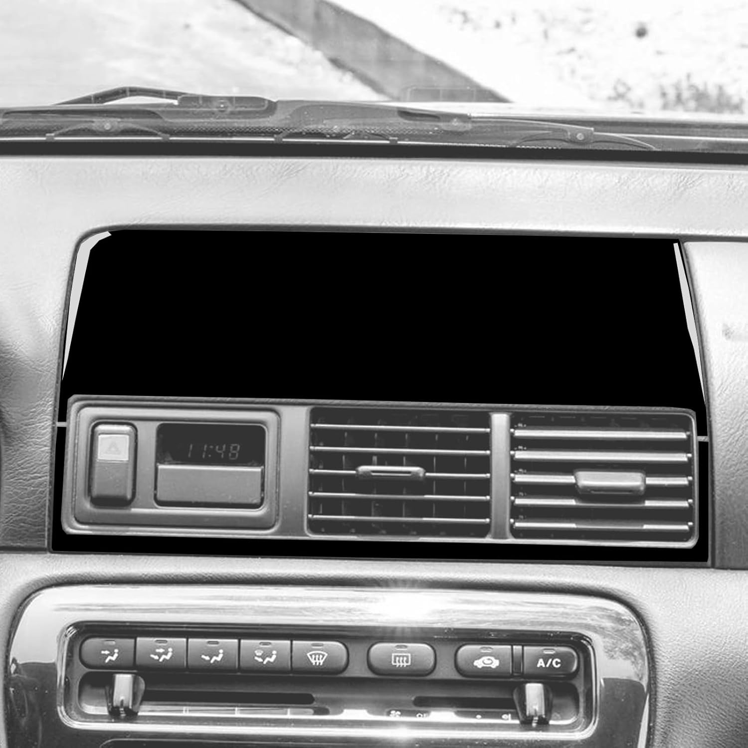 Glossy Piano Black Car Dashboard Center Air Vent Surround Panel Soft Sticker Auto Interior Accessories Compatible with Honda Prelude(BB6) Base/Type SH 1997 1998 1999 2000 2001 2-Door Coupe