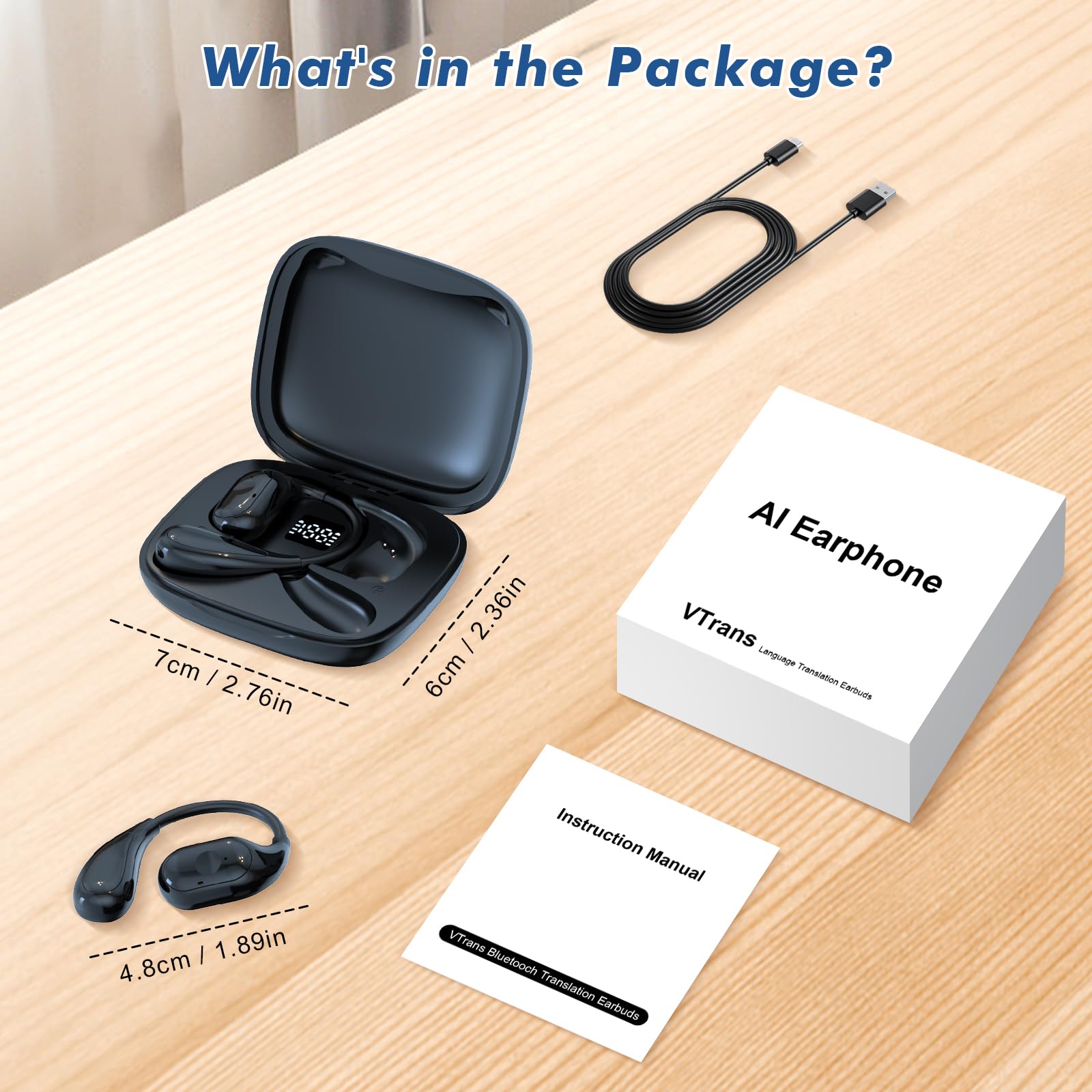 ecouteur traducteur instantané, 6 Modes de Traduction, Prise en Charge de 150 Langues et Traduction Hors Ligne, traducteur Vocal instantané Bluetooth 5.4, adapté aux Voyages de conférence