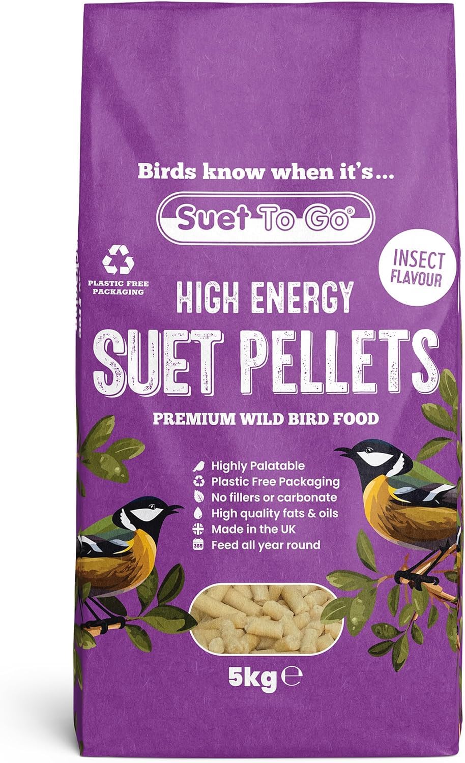 Unipet International Suet To Go High Energy Insect Pellets For Birds - 5Kg
