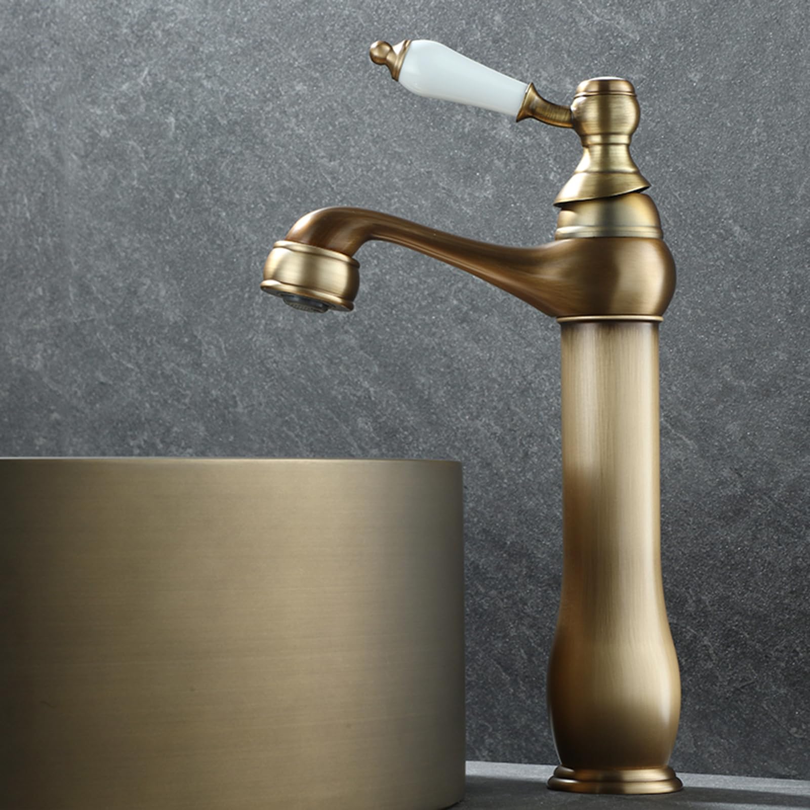 Robinet mitigeur de lavabo rétro en laiton antique haut de gamme - 5