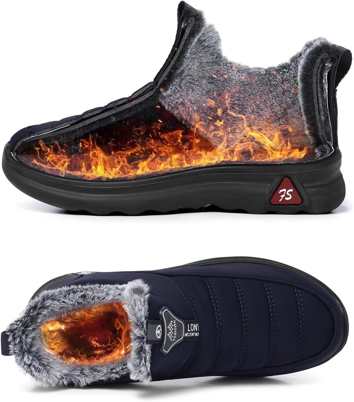 SHIBEVER Winter Boots for Women: Warm Fur Lined Slip on Ankle Snow Boots Comfortable Waterproof Anti-slip Outdoor Shoes - Image 4