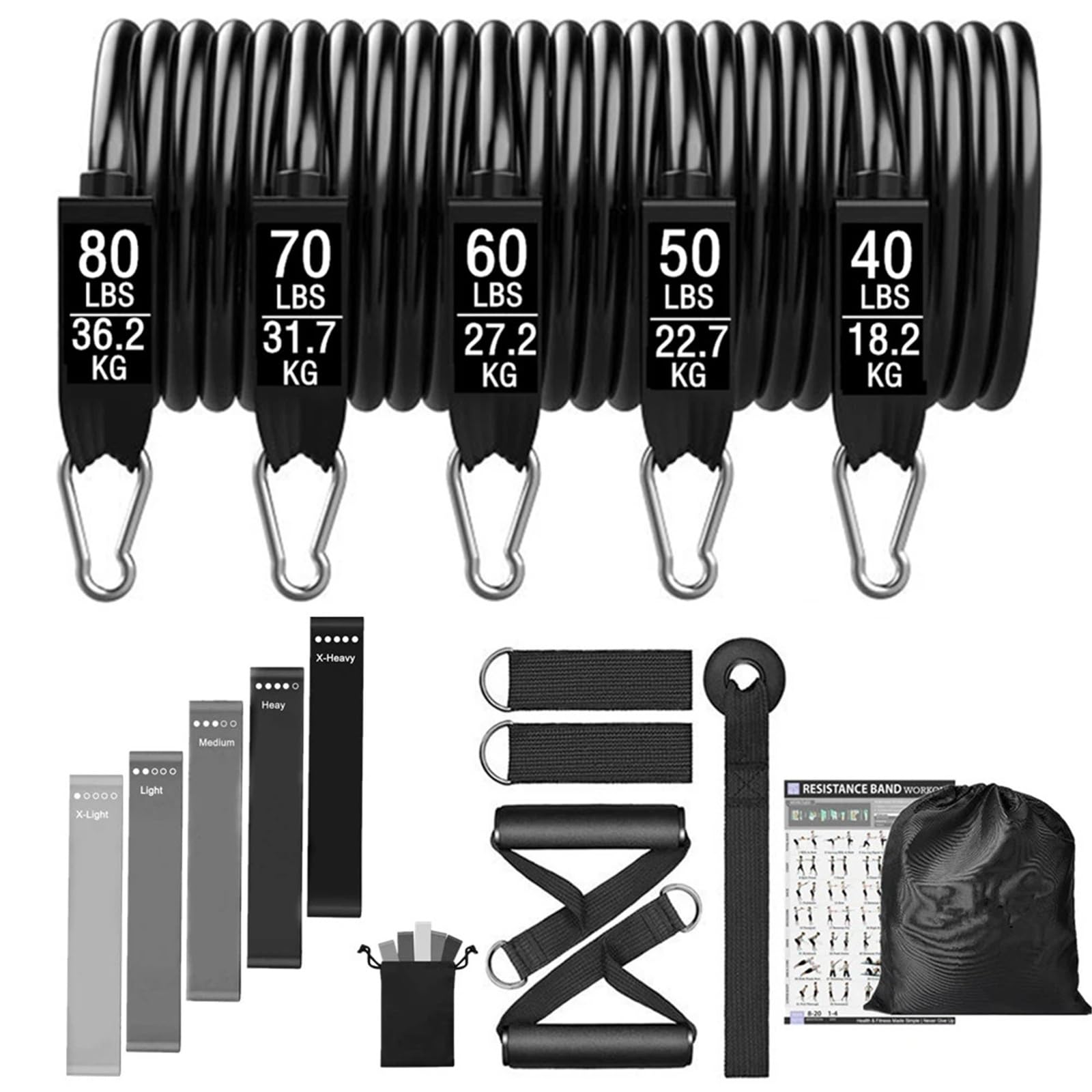 Fitnessbänder Widerstandsbänder 360lbs Fitness Übungen Widerstand Bands Set Elastische Rohre Zugseil Yoga Band Training Workout Ausrüstung for Home Gym Gewicht