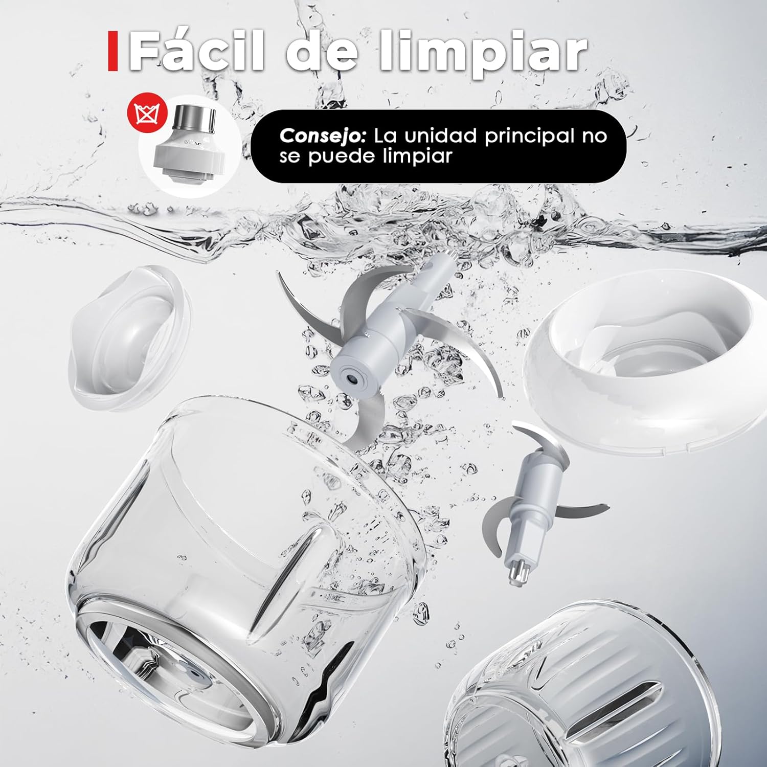 Illustration of cleaning the Bear Electric Food Chopper components