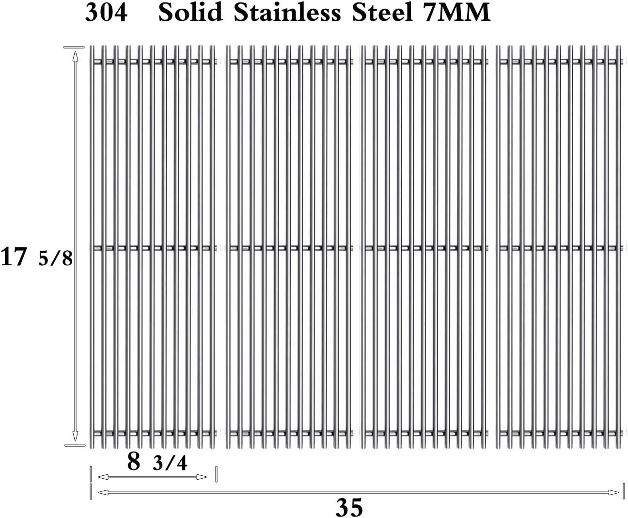 SF7241(4-Pack) 17 5/8" Stainless Steel Cooking Grid Grates Replacement for Kenmore 148.16656010, 148.23682310, 640-05057386-4, 90118. Master Forge SH3118B BG179A, BG179C Gas Grill