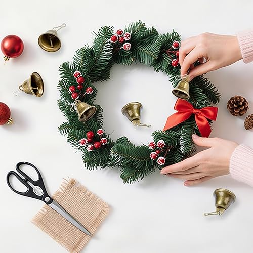 Miniatura 4 de MCPINKY 34 campanas de manualidades, pequeñas campanas de latón con ganchos de resorte para colgar para hogares, decoraciones de fiesta de boda,