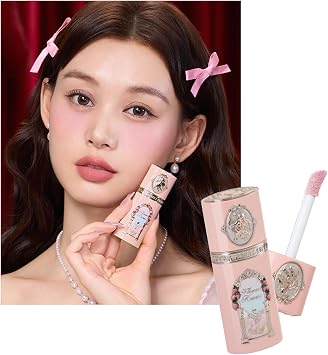 Flower Knows Strawberry Cupid Liquid Cheek | Natural Cheek Lightweight Comfort 12 Hours | Rococo Embossed Design Gift Ready Liquid Blush