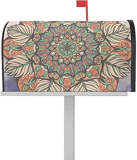 Mailbox Covers Magnetic Post Box Cover Ethnic Mandala Circle Ornate Design Art Pattern Mailbox Cover for Outdoor Garden Yard Decorations Standard Size 18.5" X 21.7"