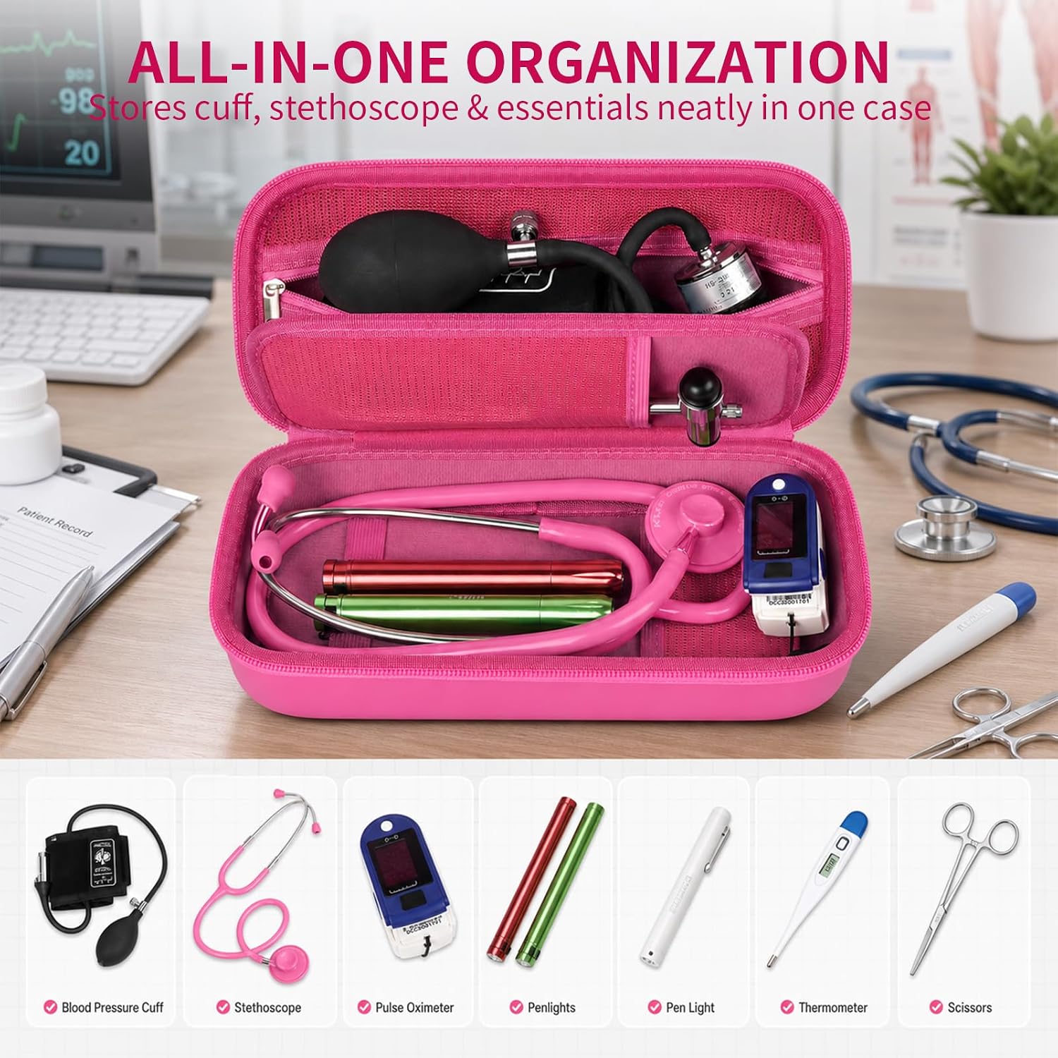 Stethoscope Case with Deep BP Cuff Pocket for Nurses