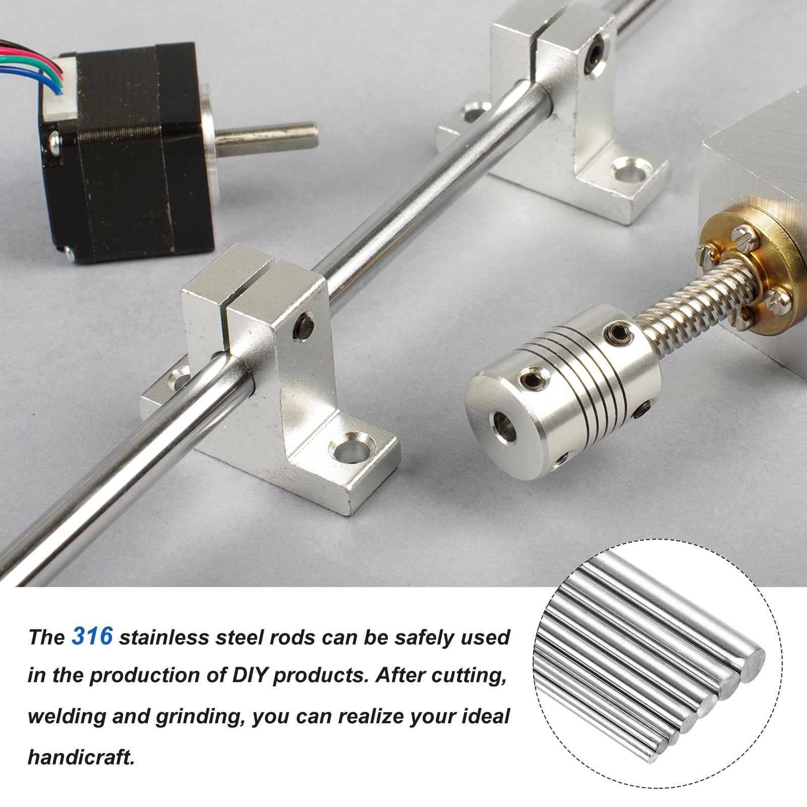 QUARKZMAN 4 szt. 316 okrągły pręt ze stali nierdzewnej 1/4" średnica 7,9" długość pełny metalowy pręt okrągłe pręty odporne na korozję zapasy ze stali nierdzewnej do majsterkowania, 6,35 mm x 200 mm