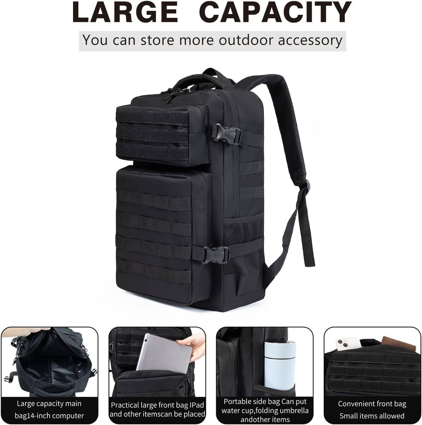 45L Backpack For Men & Women - Large Capacity Outdoor Hunting, Gym, Hiking, Trekking & Camping Daypack(139-CP)