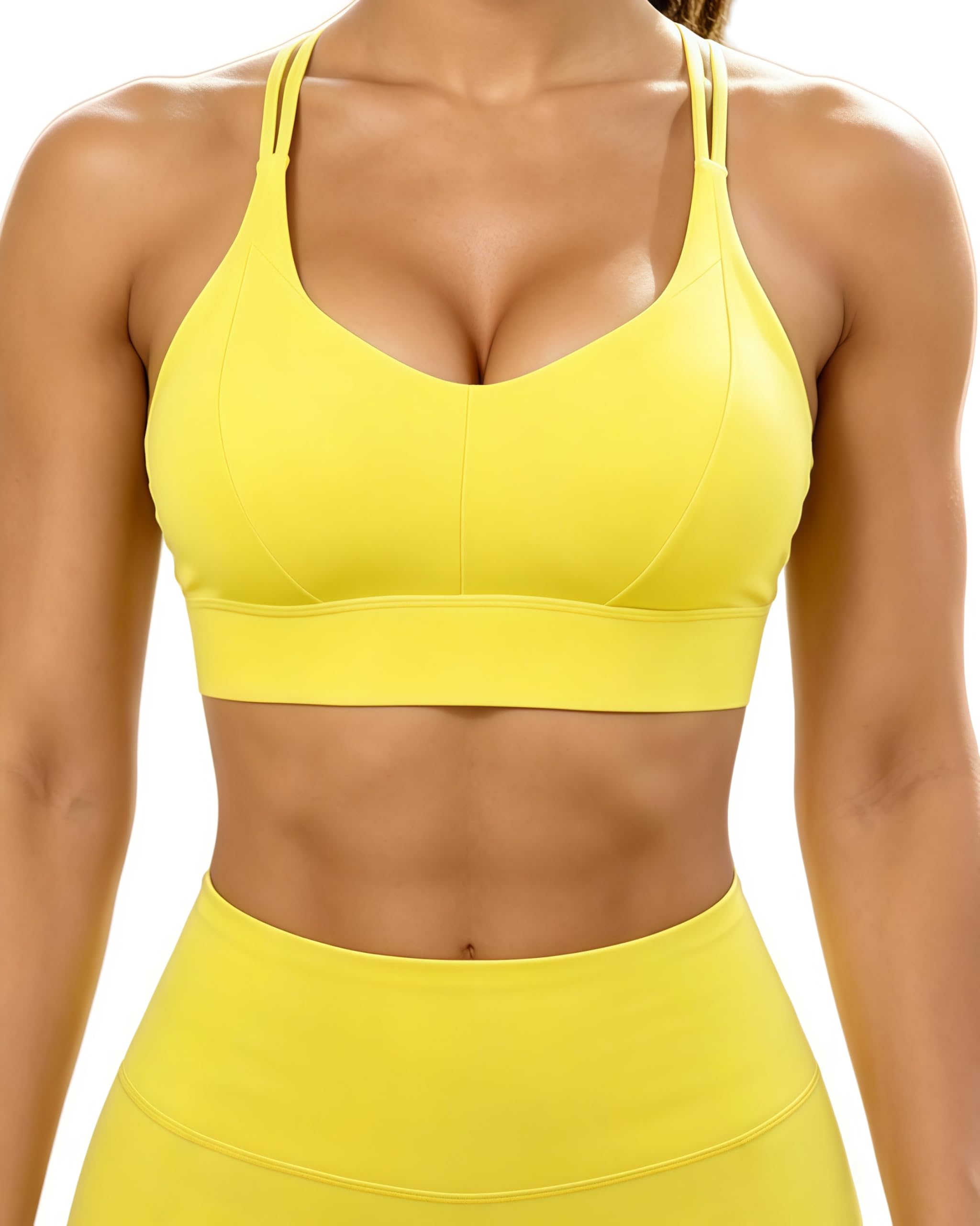 Grace Form Sports Bra for Women Strappy Medium Support Push Up Padded Sports Bra for Running Workout Bra Yoga Bra