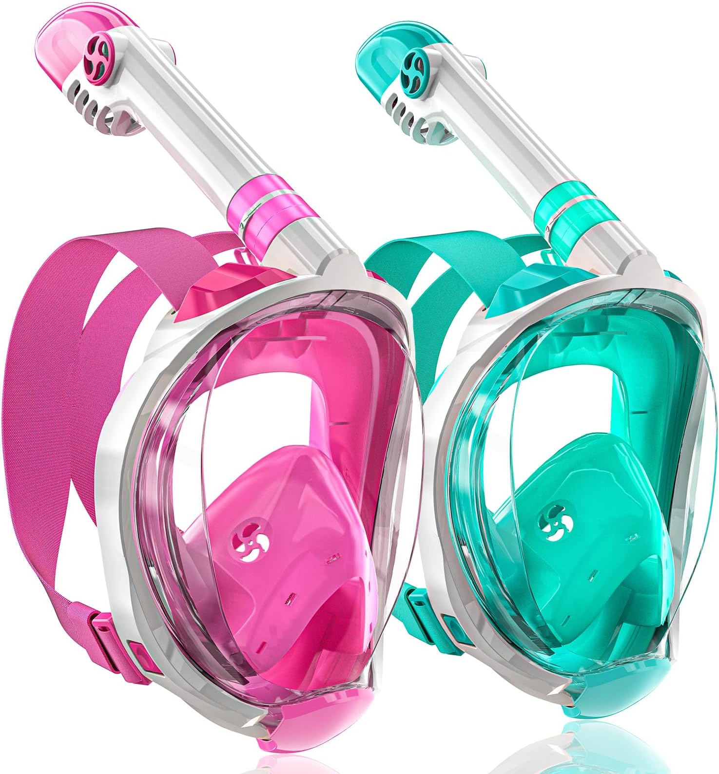 QingSongKids Snorkel Mask Full Face, Snorkeling Set with Camera Mount, Foldable 180 Degree Panoramic View Snorkeling Gear Anti-Fog Anti-Leak