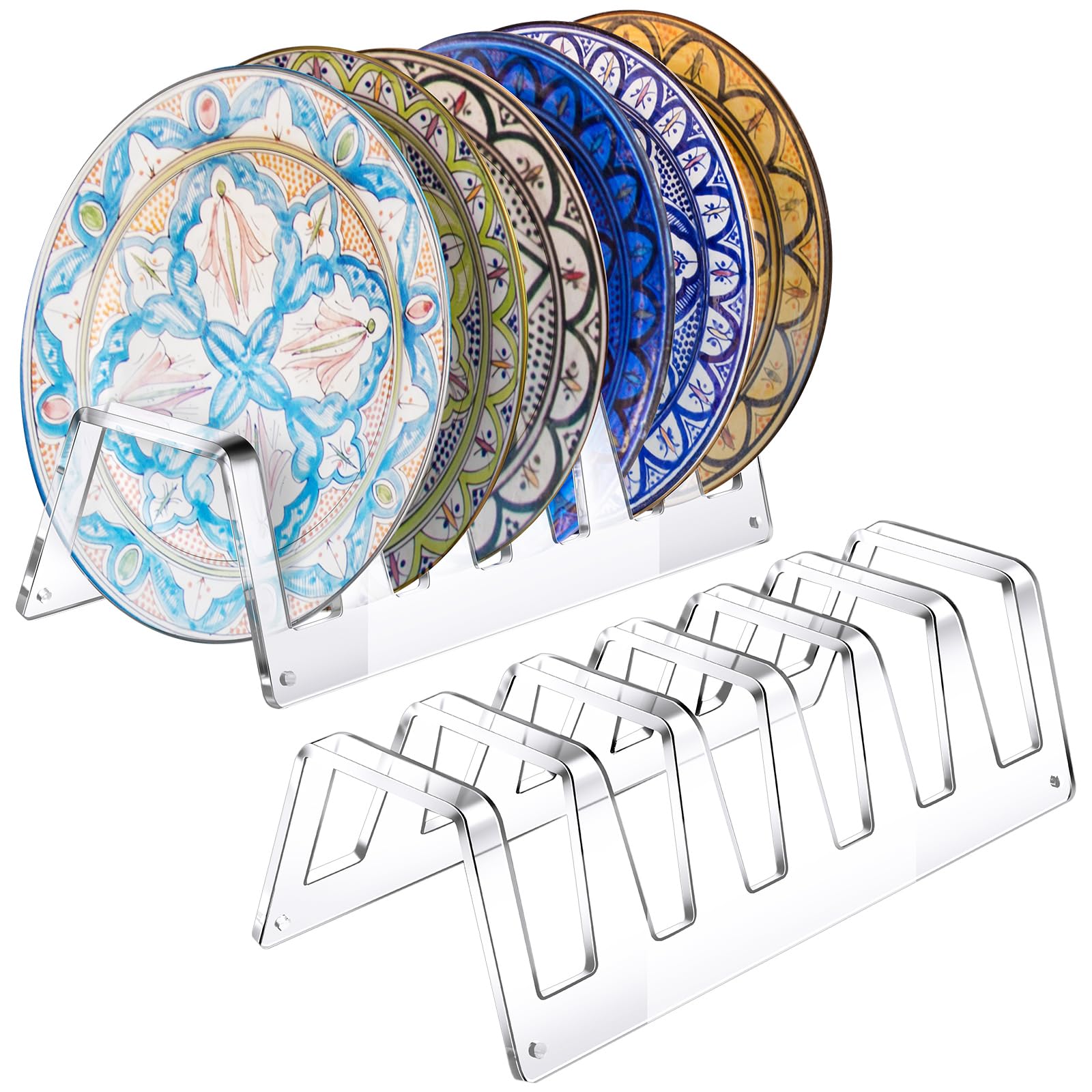 Menkxi 2 Pcs Clear Acrylic Plate Stands for Display China Place Setting